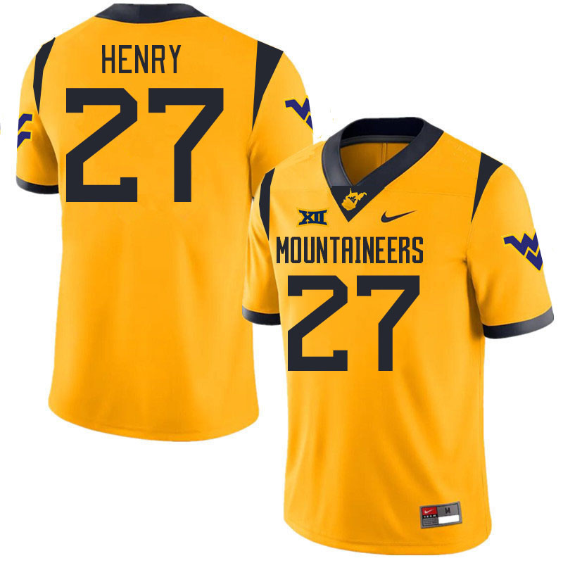 #27 Chris Henry West Virginia Mountaineers College 2024 New Uniforms Football Jerseys Stitched Sale-Gold